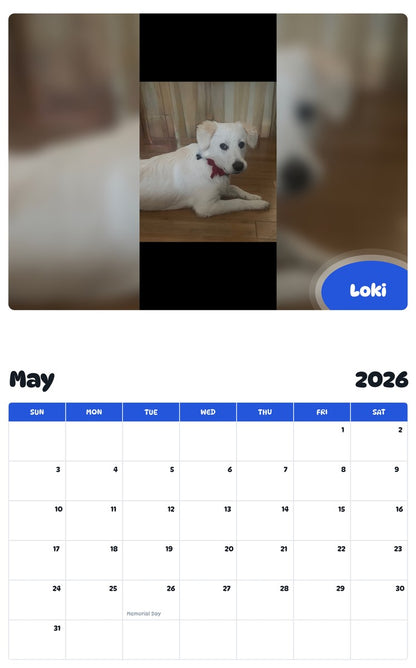2026 - 2027 Loki - Pawidols Pet Calendar
