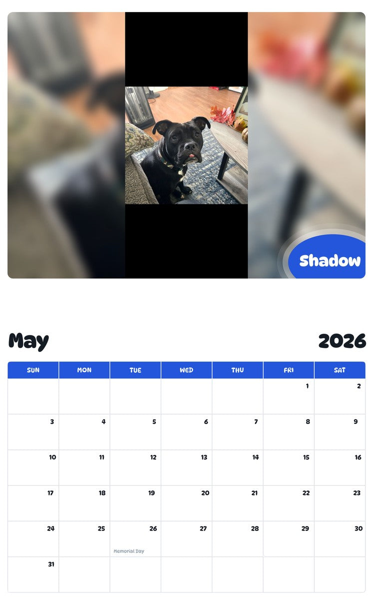 2026 - 2027 Shadow - Pawidols Pet Calendar