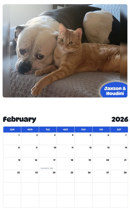 October 2025 - September 2026 Jaxson & Houdini - Pawidols Pet Calendar