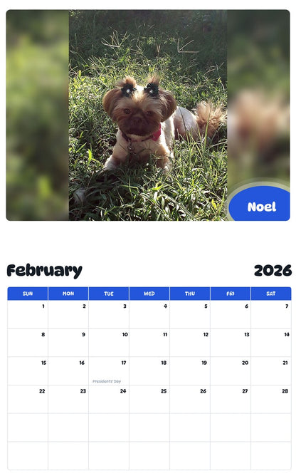 October 2025 - September 2026 Noel - Pawidols Pet Calendar