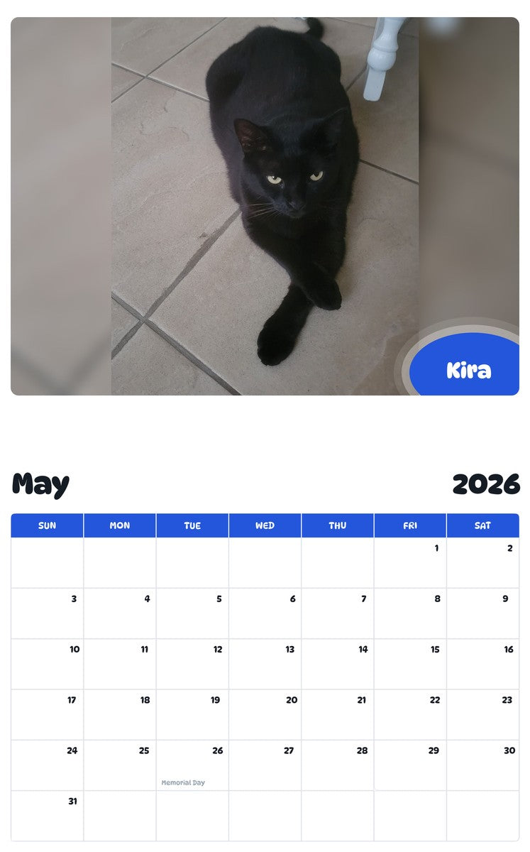2026 - 2027 Kira - Pawidols Pet Calendar