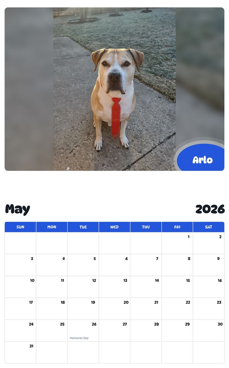 2026 - 2027 Arlo - Pawidols Pet Calendar
