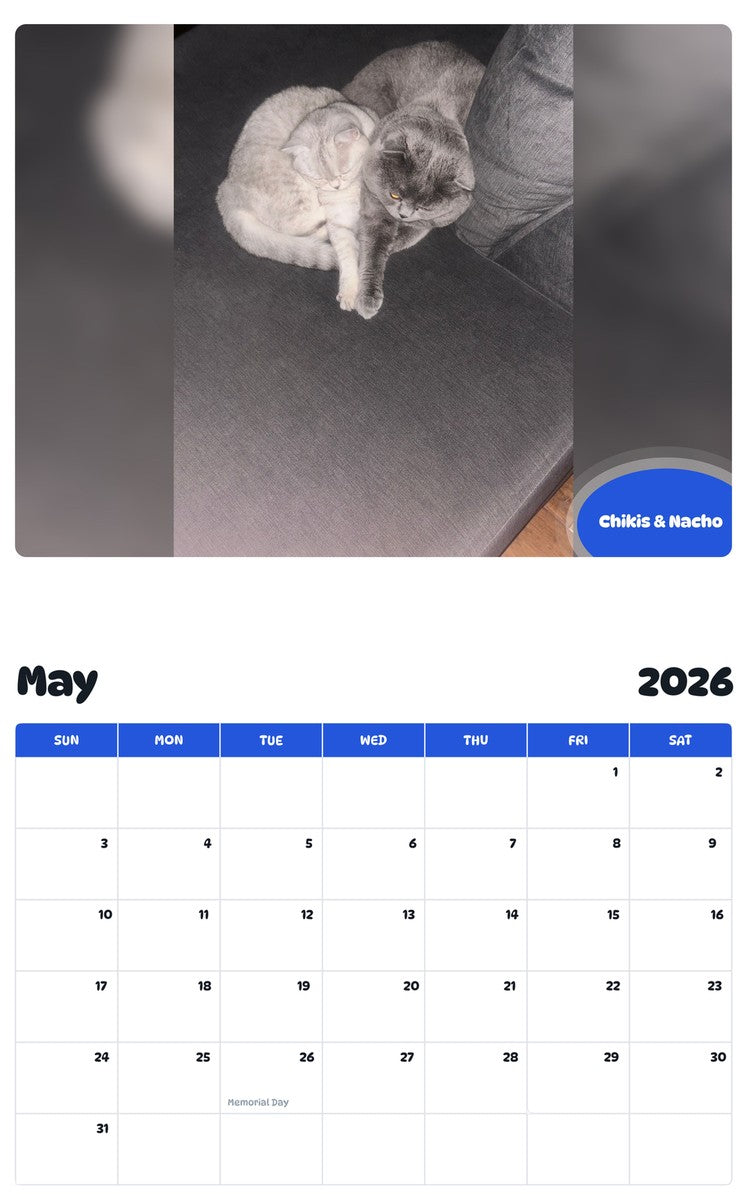 2026 - 2027 Chikis & Nacho - Pawidols Pet Calendar
