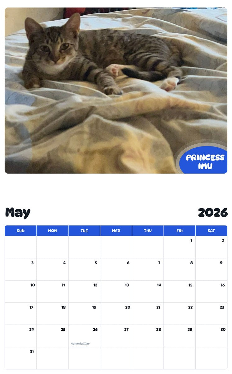 2026 - 2027 PRINCESS IMU - Pawidols Pet Calendar