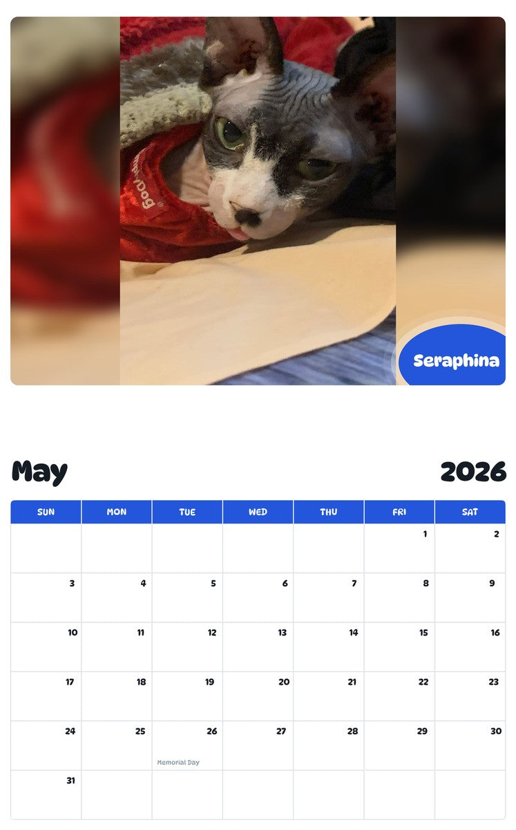 2026 - 2027 Seraphina - Pawidols Pet Calendar