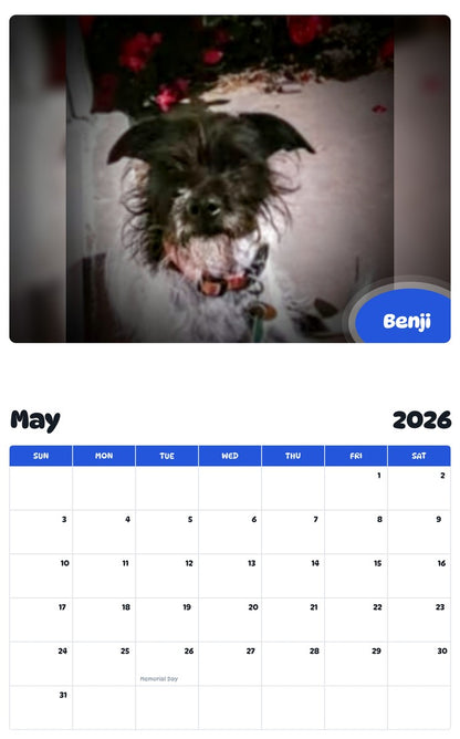 2026 - 2027 Benji - Pawidols Pet Calendar
