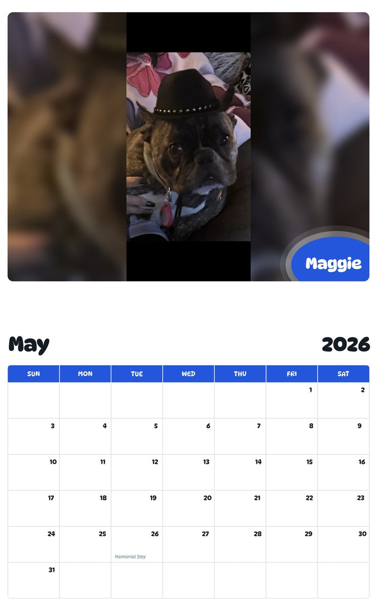 2026 - 2027 Maggie - Pawidols Pet Calendar