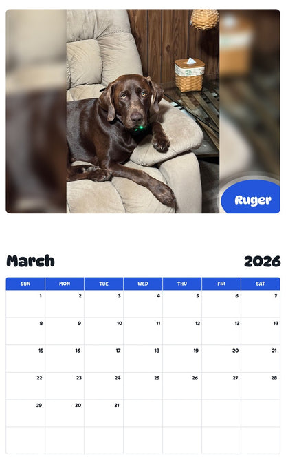November 2025 - October 2026 Ruger - Pawidols Pet Calendar