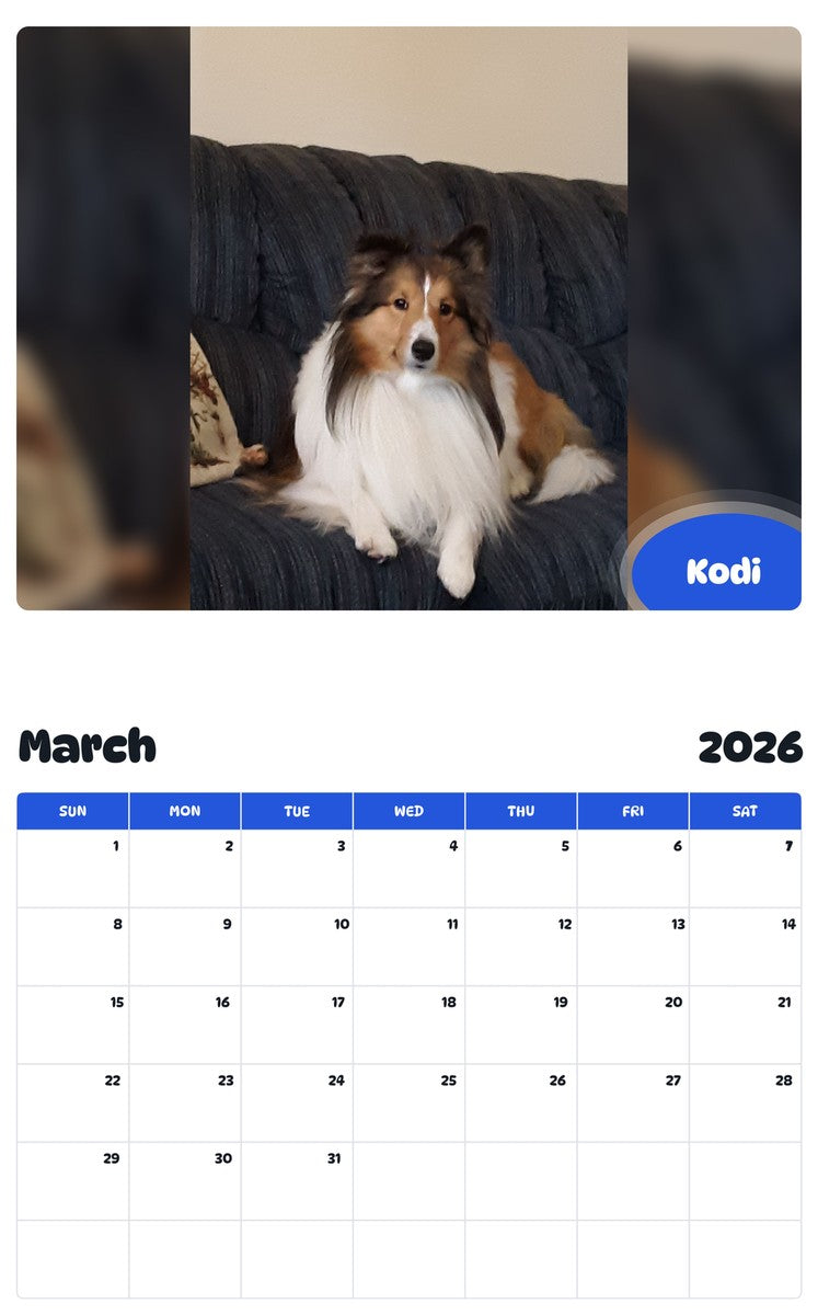 November 2025 - October 2026 Kodi - Pawidols Pet Calendar