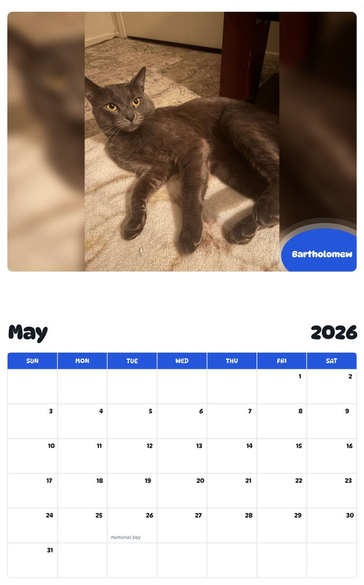 2026 - 2027 Bartholomew - Pawidols Pet Calendar