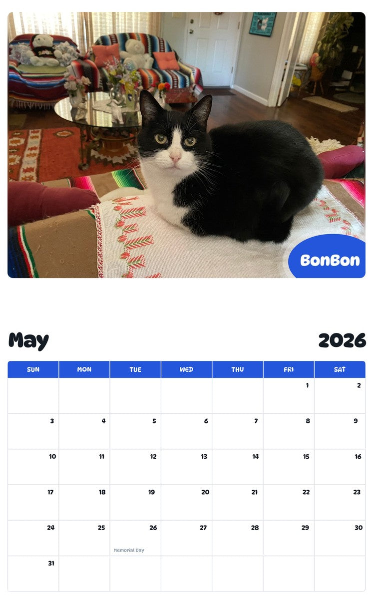 2026 - 2027 BonBon - Pawidols Pet Calendar