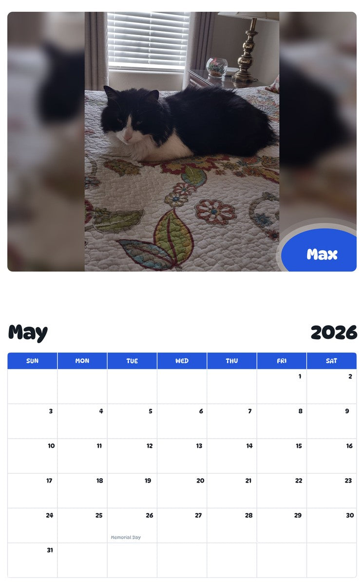 2026 - 2027 Max - Pawidols Pet Calendar