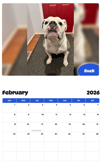 October 2025 - September 2026 Buck - Pawidols Pet Calendar