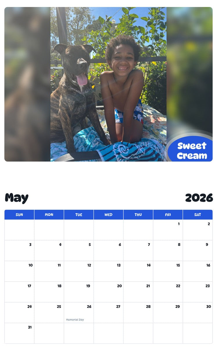 2026 - 2027 Sweet Cream - Pawidols Pet Calendar