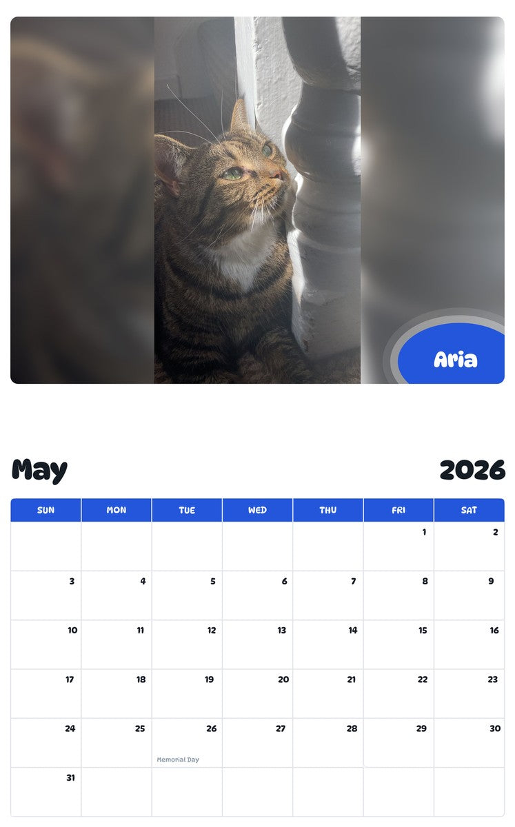 2026 - 2027 Aria - Pawidols Pet Calendar