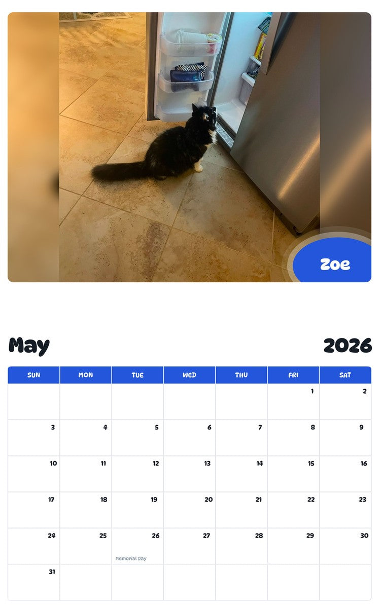 2026 - 2027 Zoe - Pawidols Pet Calendar