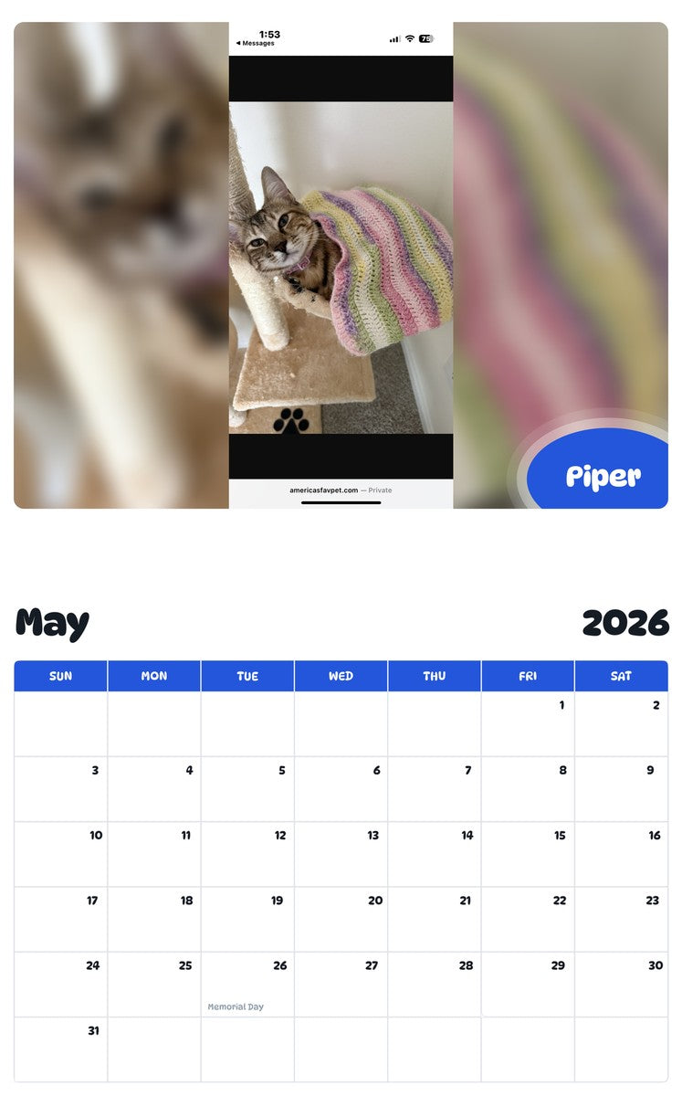 2026 - 2027 Piper - Pawidols Pet Calendar