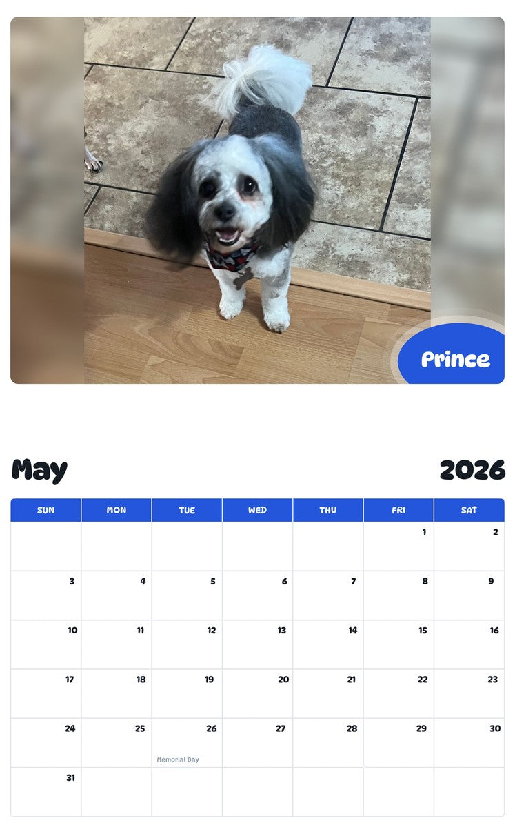 2026 - 2027 Prince - Pawidols Pet Calendar