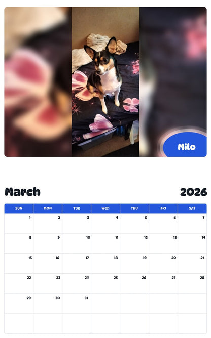 November 2025 - October 2026 Milo - Pawidols Pet Calendar