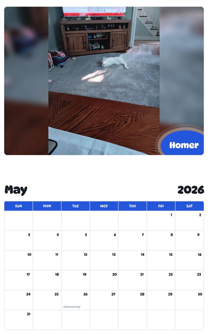 2026 - 2027 Homer - Pawidols Pet Calendar