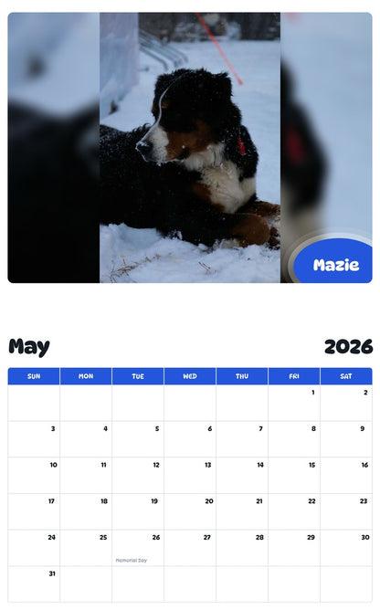 2026 - 2027 Mazie - Pawidols Pet Calendar