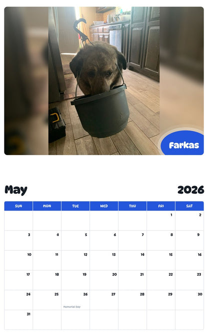 2026 - 2027 Farkas - Pawidols Pet Calendar