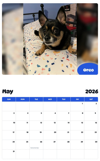 2026 - 2027 Oreo - Pawidols Pet Calendar