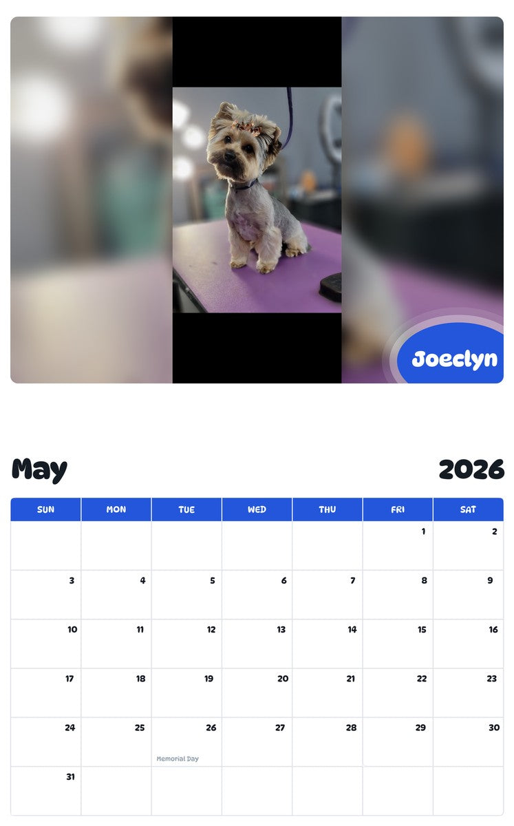 2026 - 2027 Joeclyn - Pawidols Pet Calendar