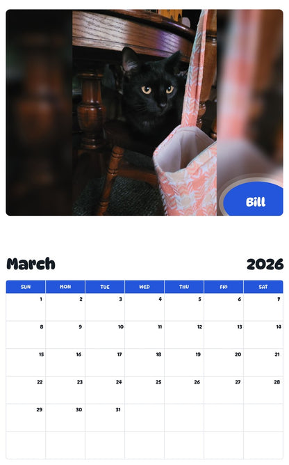 November 2025 - October 2026 Bill - Pawidols Pet Calendar