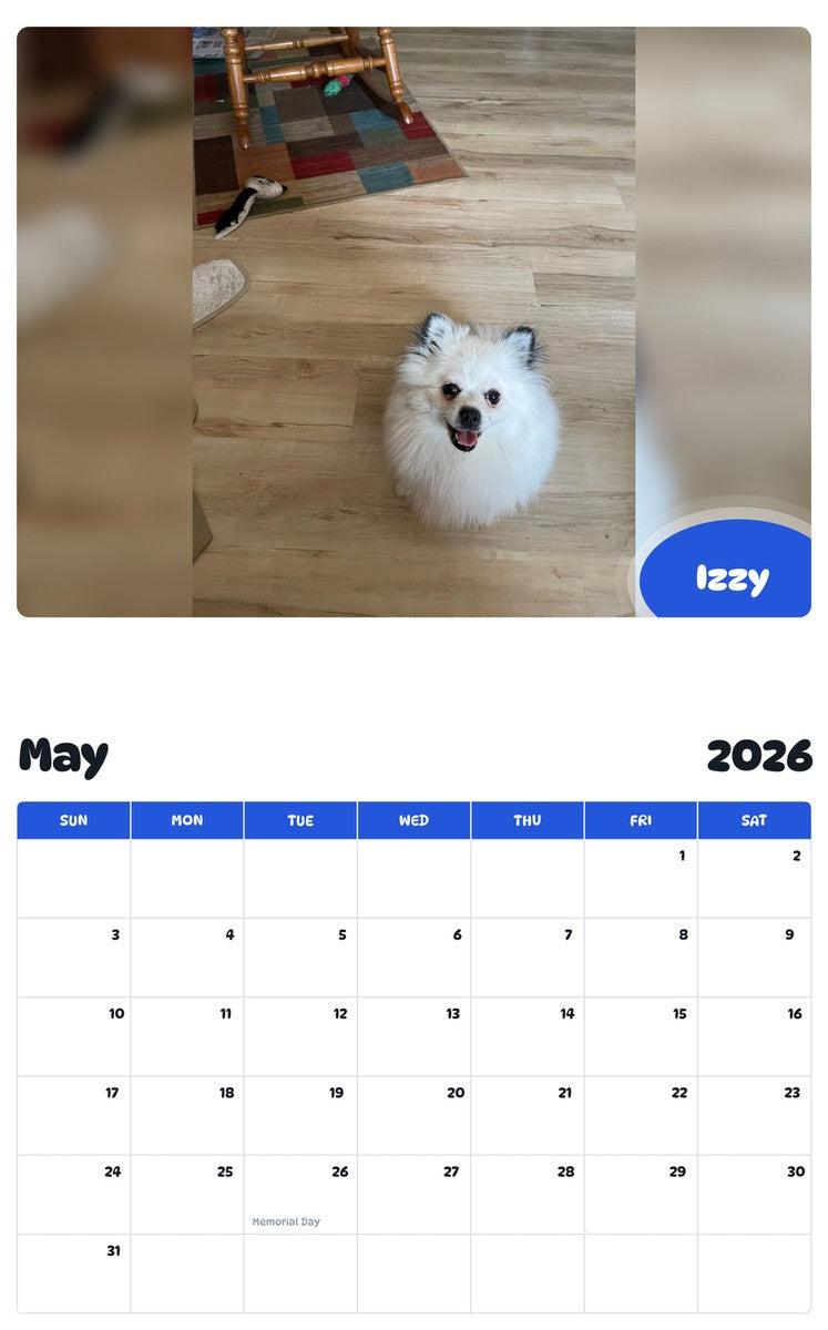 2026 - 2027 Izzy - Pawidols Pet Calendar