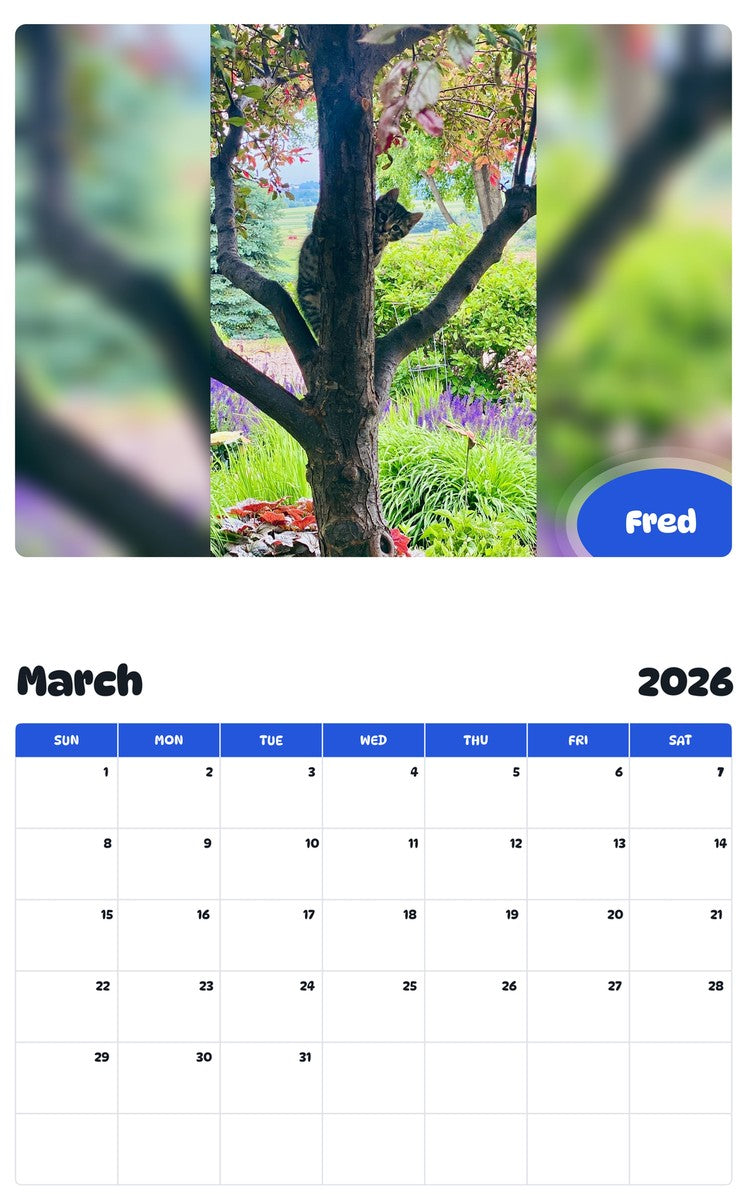 November 2025 - October 2026 Fred - Pawidols Pet Calendar