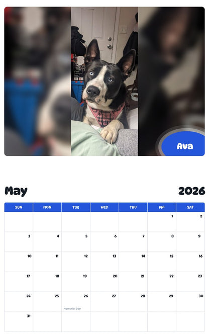 2026 - 2027 Ava - Pawidols Pet Calendar