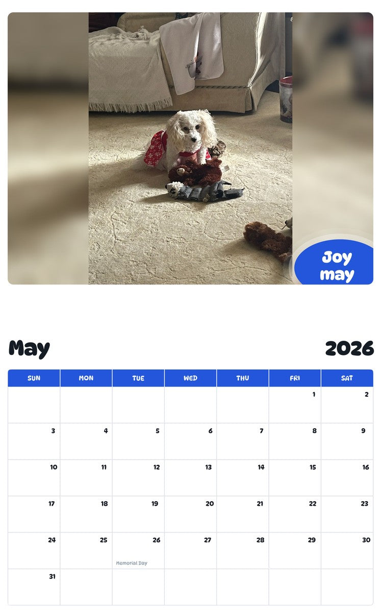 2026 - 2027 Joy may - Pawidols Pet Calendar