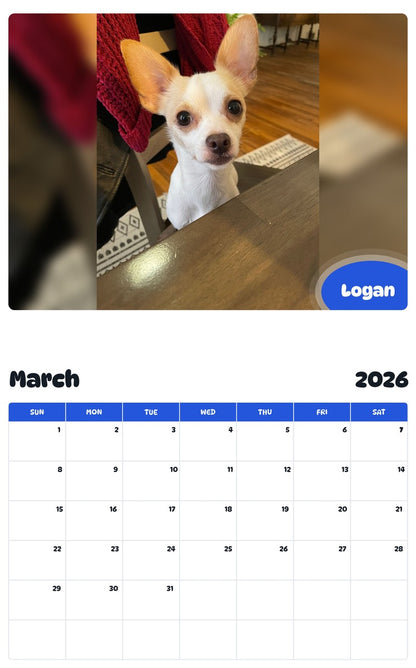 November 2025 - October 2026 Logan - Pawidols Pet Calendar
