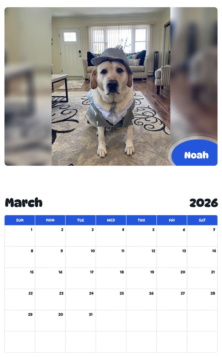 November 2025 - October 2026 Noah - Pawidols Pet Calendar