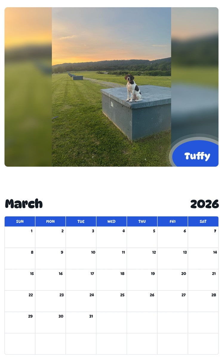 November 2025 - October 2026 Tuffy - Pawidols Pet Calendar