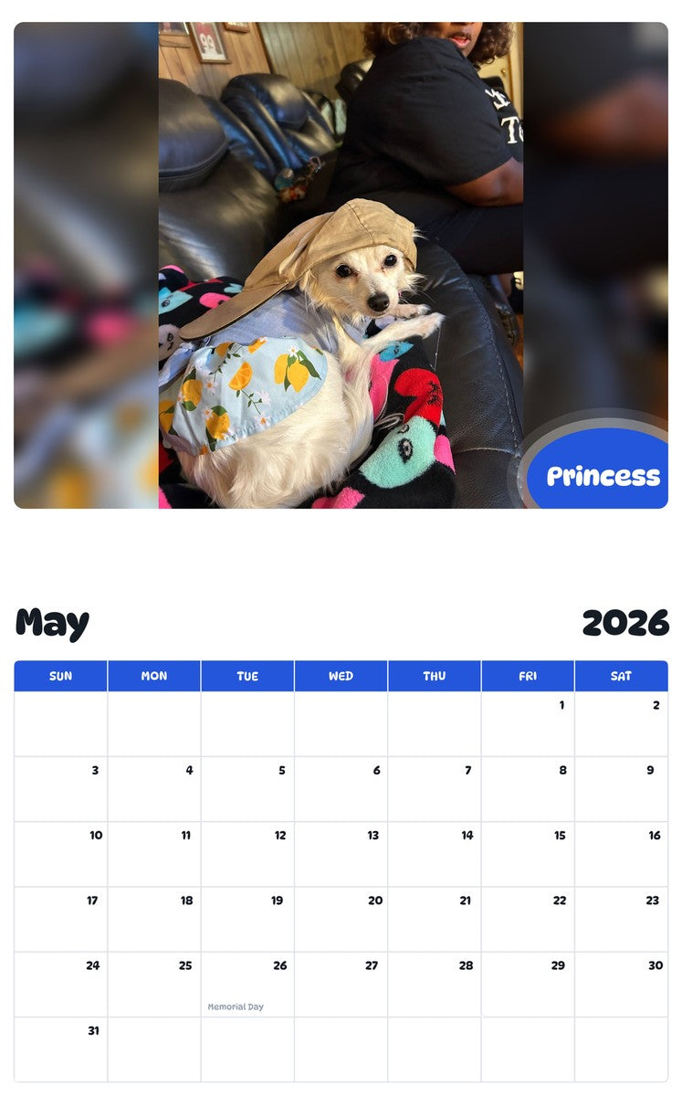2026 - 2027 Princess - Pawidols Pet Calendar
