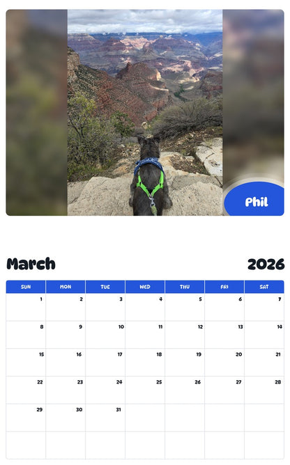 November 2025 - October 2026 Phil - Pawidols Pet Calendar