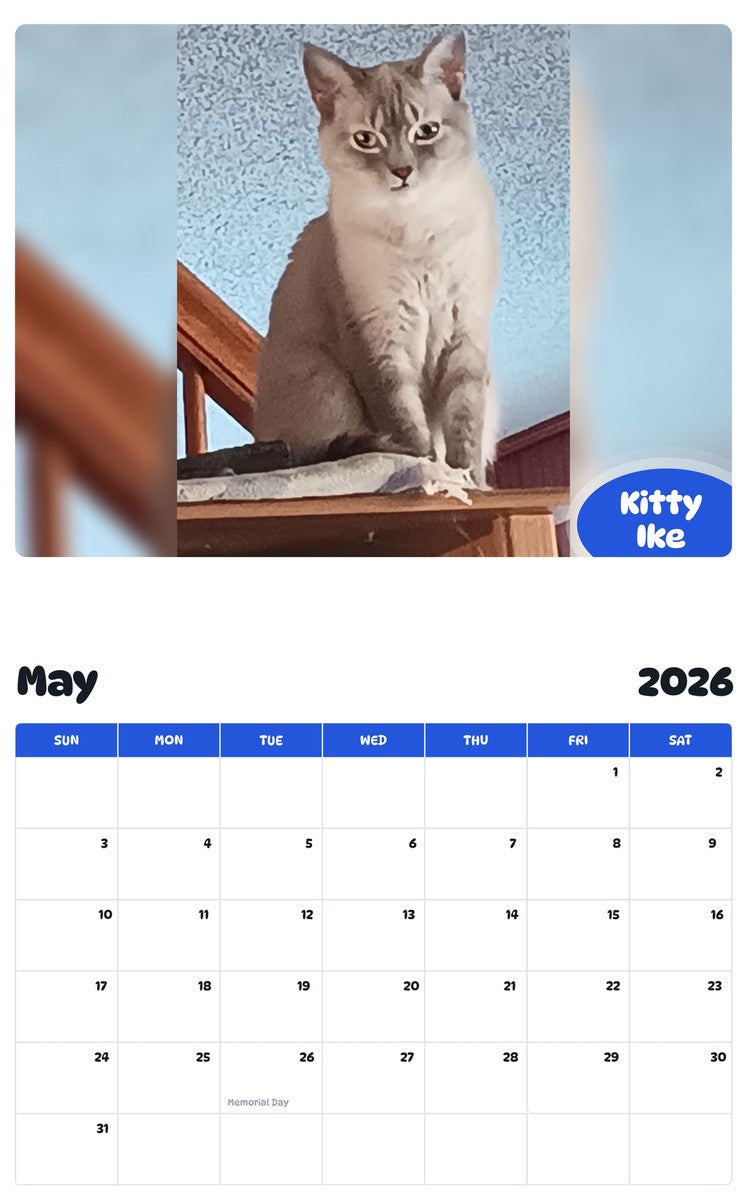 2026 - 2027 Kitty Ike - Pawidols Pet Calendar