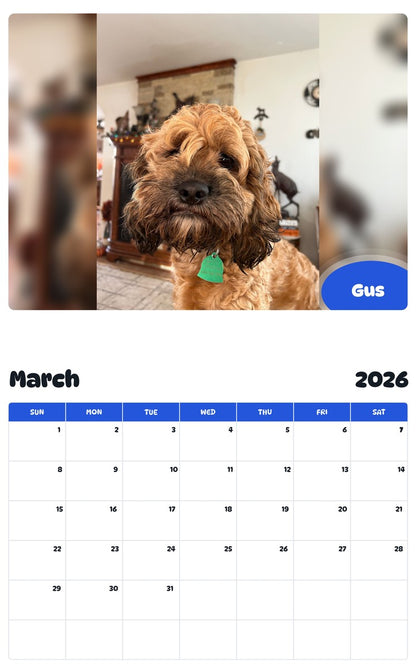 November 2025 - October 2026 Gus - Pawidols Pet Calendar
