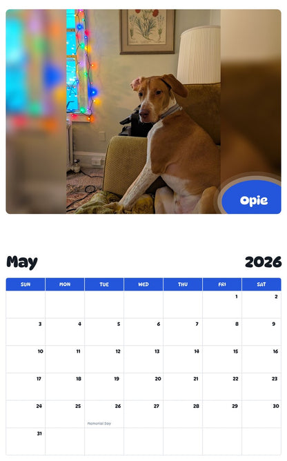 2026 - 2027 Opie - Pawidols Pet Calendar