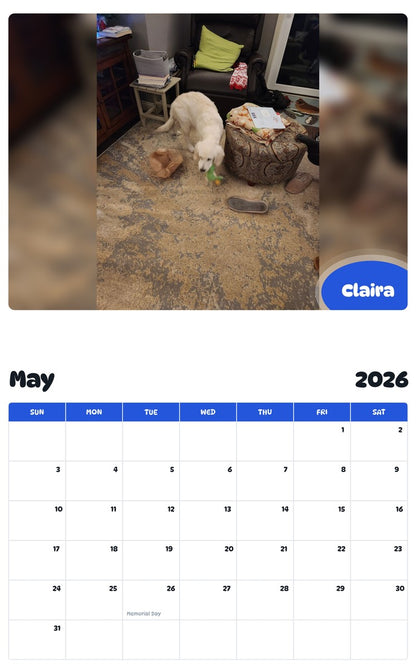 2026 - 2027 Claira - Pawidols Pet Calendar