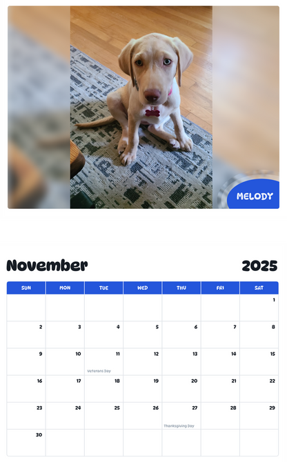 July 2025 - June 2026 Melody - Pawidols Pet Calendar