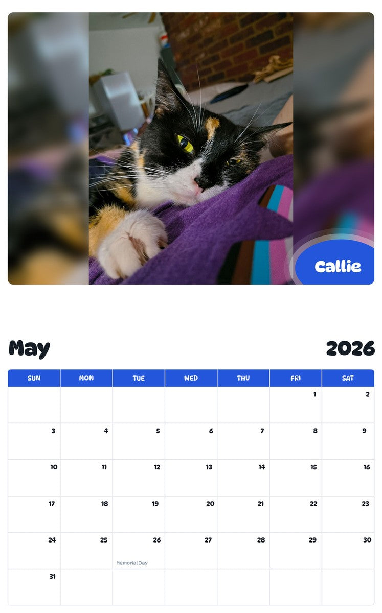 2026 - 2027 Callie - Pawidols Pet Calendar