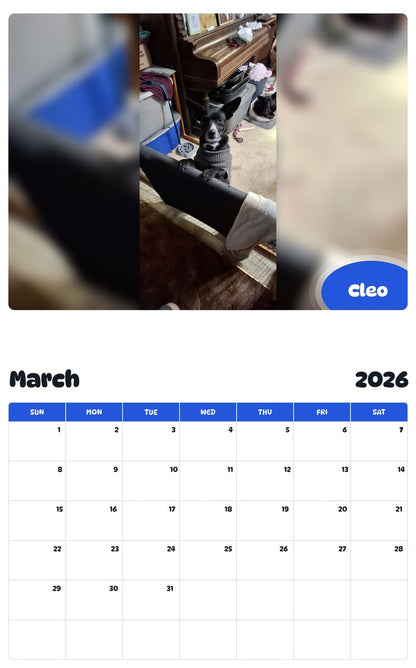 November 2025 - October 2026 Cleo - Pawidols Pet Calendar