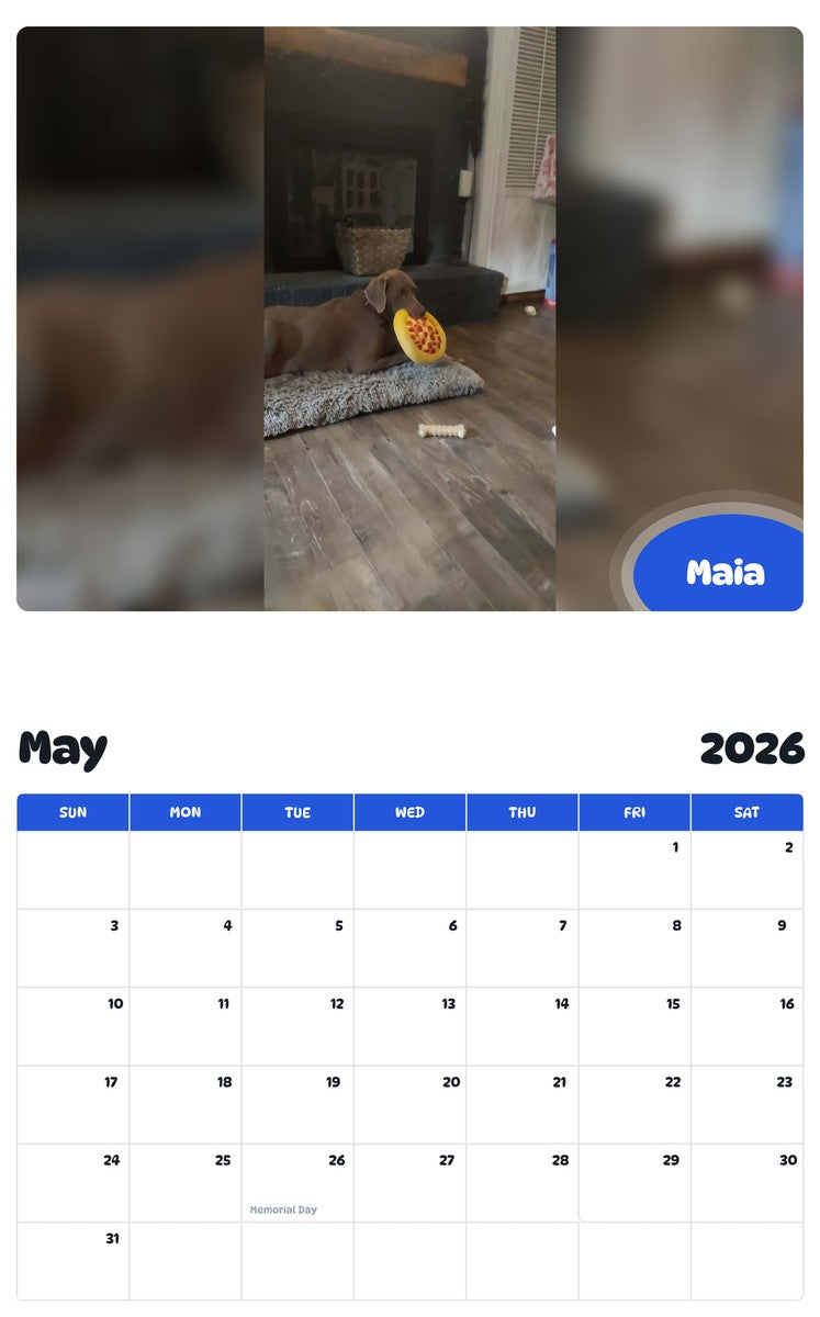 2026 - 2027 Maia - Pawidols Pet Calendar