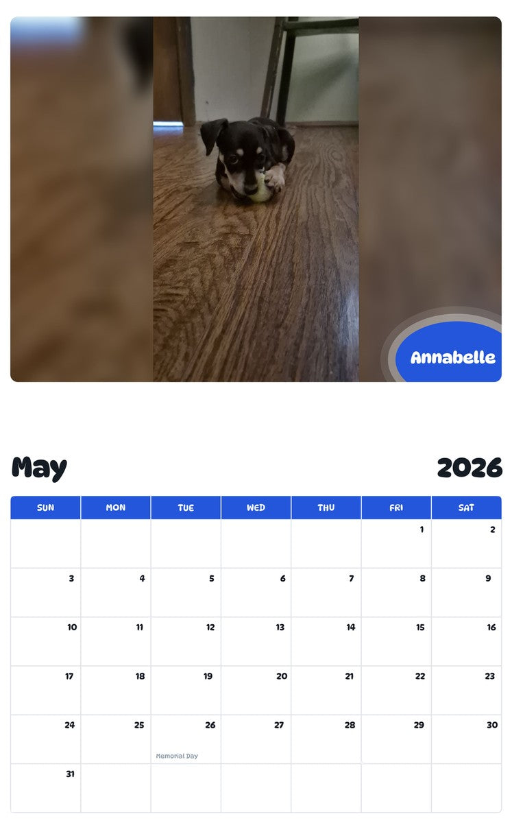 2026 - 2027 Annabelle - Pawidols Pet Calendar