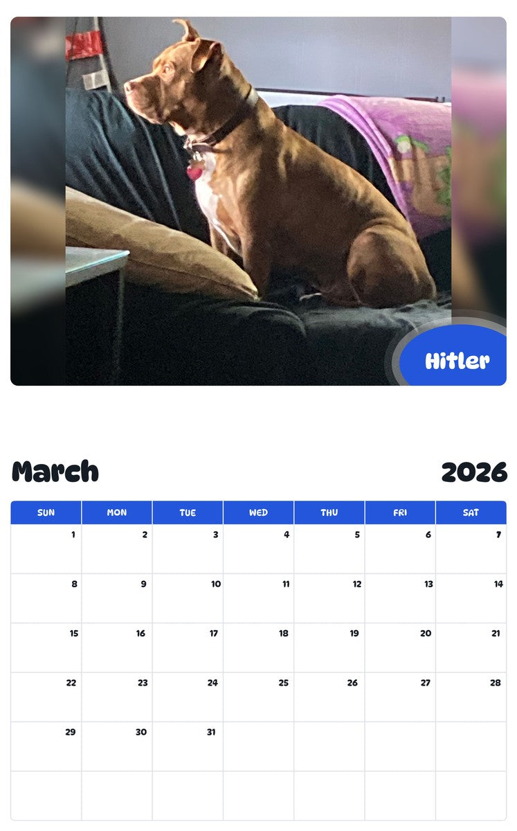 November 2025 - October 2026 Hitler - Pawidols Pet Calendar