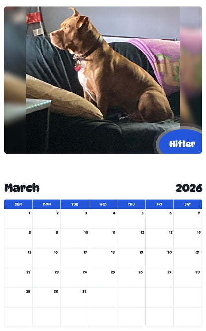 November 2025 - October 2026 Hitler - Pawidols Pet Calendar