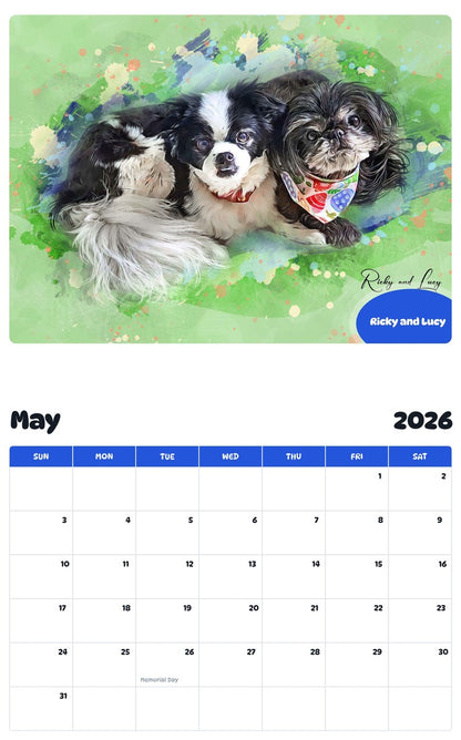 2026 - 2027 Ricky and Lucy - Pawidols Pet Calendar